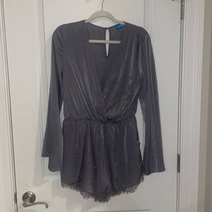 Gray long sleeve romper